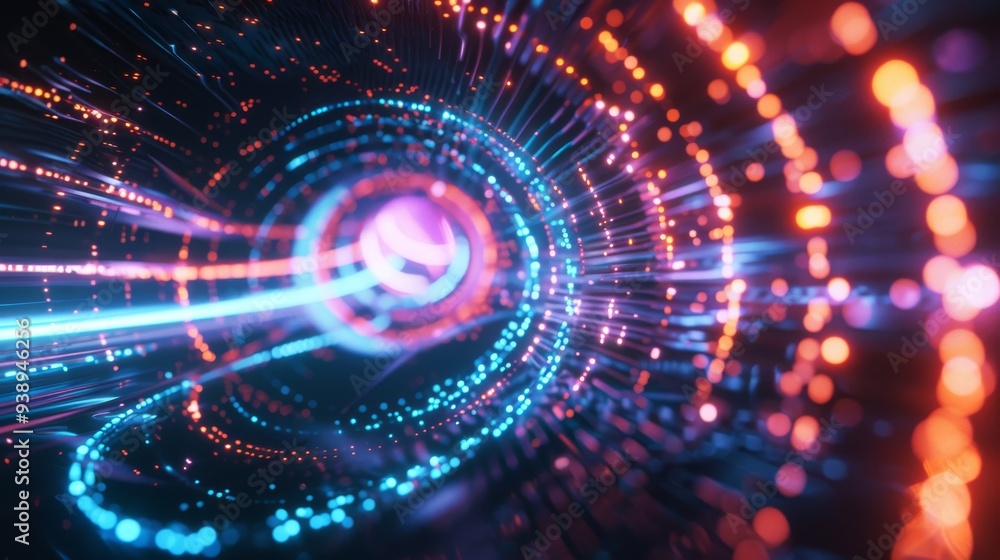 A spiral of bright colors and dots that looks like a tunnel A spiral of bright colors and dots that looks like a tunnel