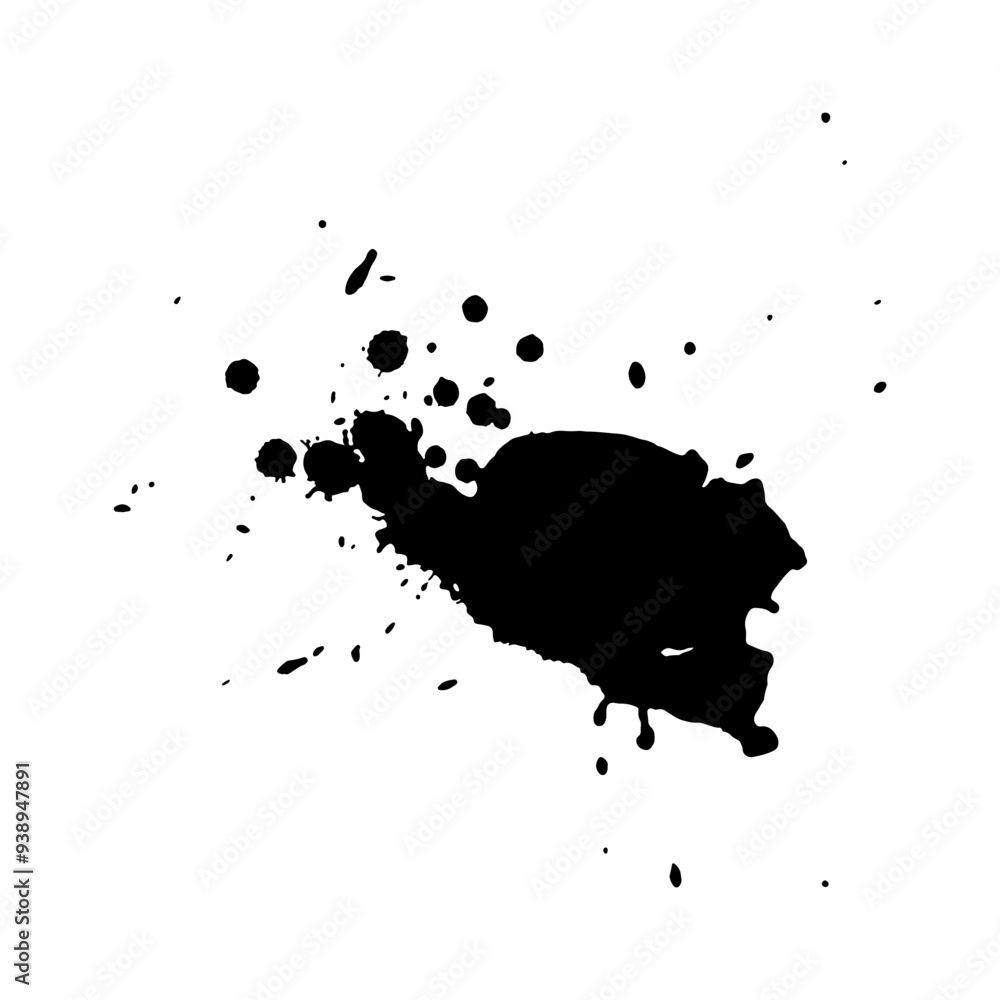 Obraz premium black ink splash brush drop