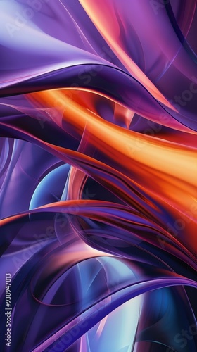 Dark purple scene with a curve effect, featuring light violet and light orange tones, influenced by Mars Ravelo, with ultrafine details, smooth lines, and circular abstractions photo