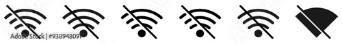 Wi-Fi No Signal Vector Icon set isolated on white