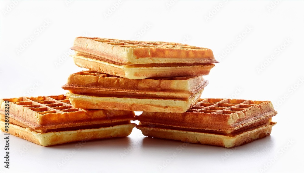 Stack of waffles isolated on white background. waffles on a white background Stack of waffles isolated on white background. waffles on a white background