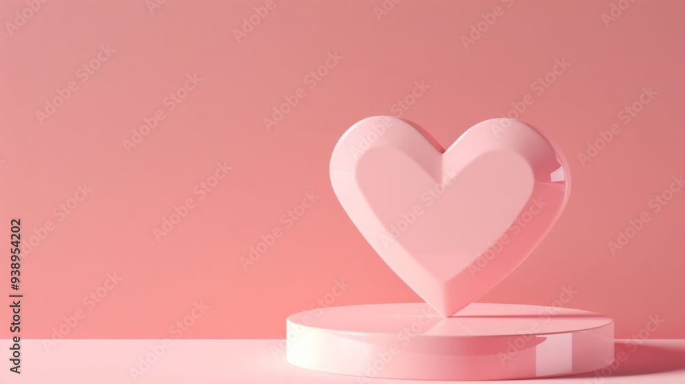 minimal heart shaped podium with pink background minimal heart shaped podium with pink background