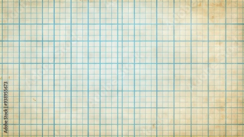 Retro chic background featuring a distressed, cream-colored graph paper with faint blue lines and yellowed edges, evoking nostalgia and a sense of aged charm.