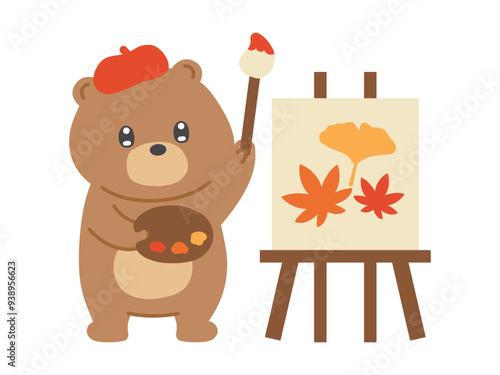 芸術の秋　くま　イラスト