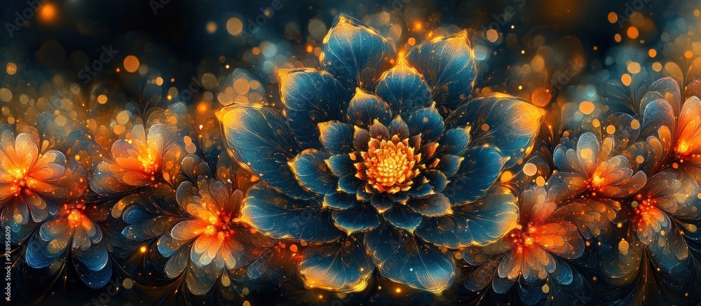 Abstract Flower with Glowing Details Abstract Flower with Glowing Details