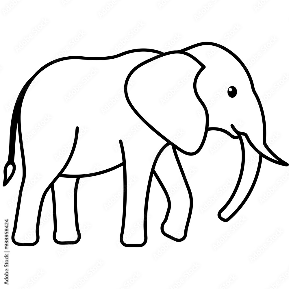 Fototapeta premium Elephant line art vector illustration