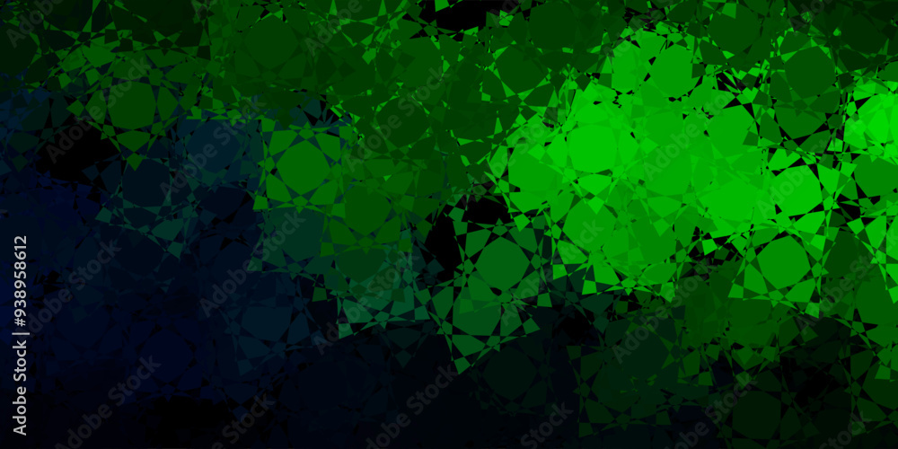 Obraz premium Dark Green vector pattern with polygonal shapes.