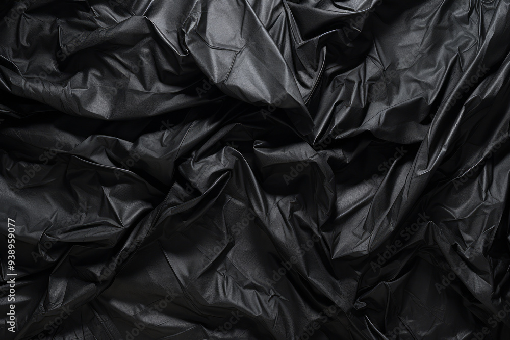 Processed collage of black cellophane garbage bag texture. Background for banner, backdrop Processed collage of black cellophane garbage bag texture. Background for banner, backdrop