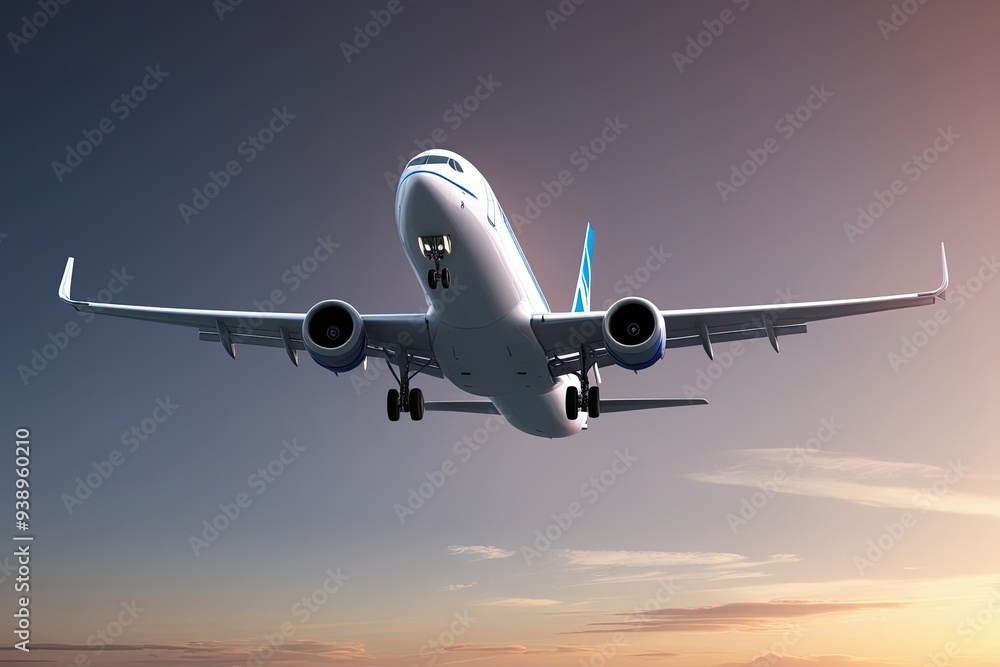 Innovative Airplane Takes Flight in Modern Sky Travel 3D Render Innovative Airplane Takes Flight in Modern Sky Travel 3D Render