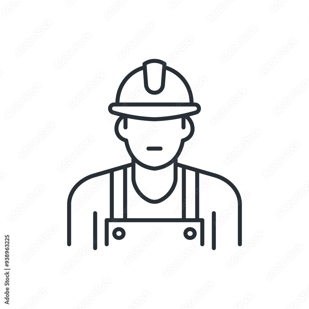 Helmeted worker. Master, service, plumber line icon. Vector illustration Helmeted worker. Master, service, plumber line icon. Vector illustration