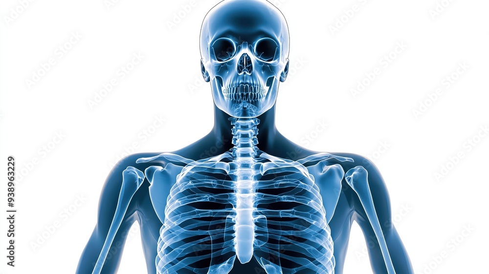 X-ray image of a human skeleton showcasing detailed bone structure and ...