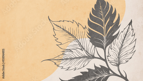 Botanical background. Abstract plant shapes. Minimalist illustration for printing on wall decorations.