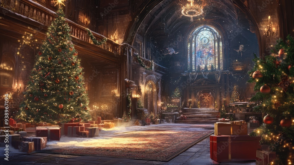 Christmas Celebration in a Grand Hall Christmas Celebration in a Grand Hall