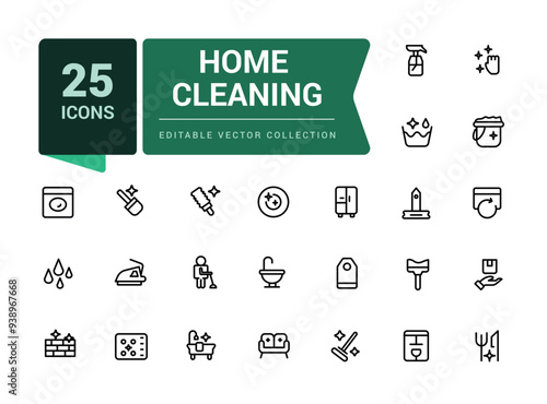 Outline icons about home cleaning. Contains such icons as cleaning and sanitizer products. Minimalistic web and UI icon. Outline icons collection.