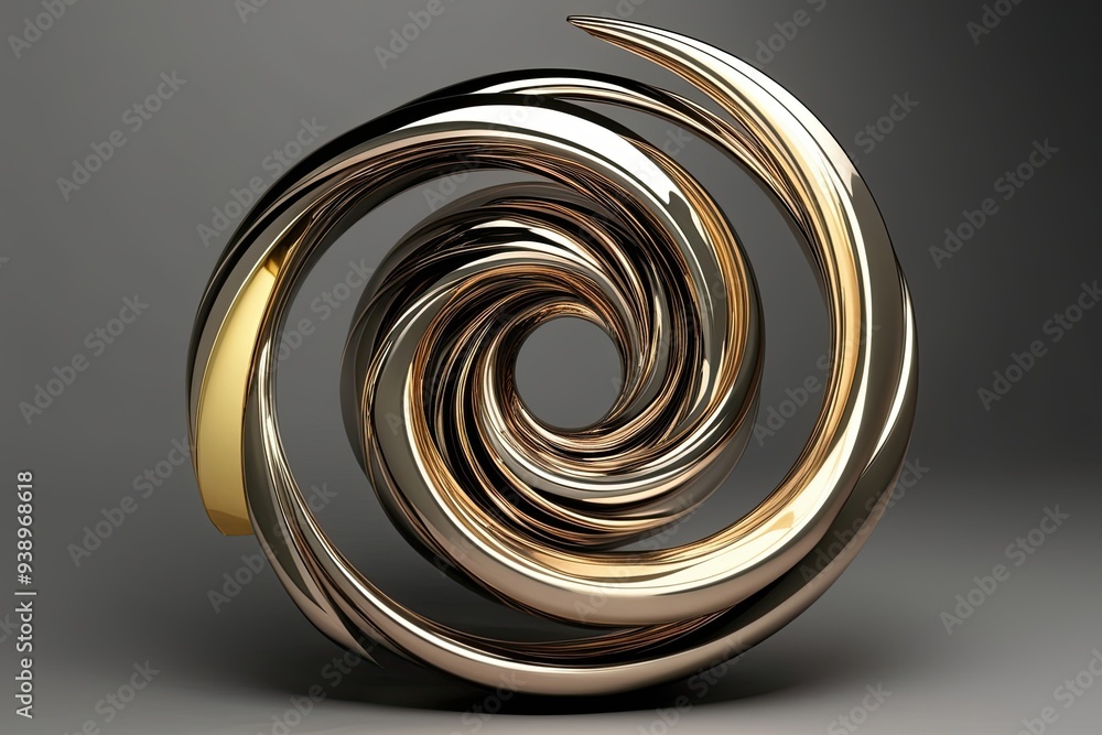 Vibrant 3D Metallic Swirl Design Featuring Glossy Gold Accent Vibrant 3D Metallic Swirl Design Featuring Glossy Gold Accent