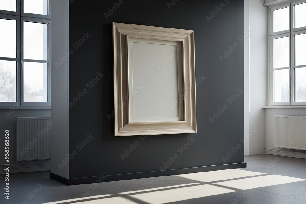 Untouched Art Frame in Professional Office with Natural Sunlight and Minimalist Wall Untouched Art Frame in Professional Office with Natural Sunlight and Minimalist Wall