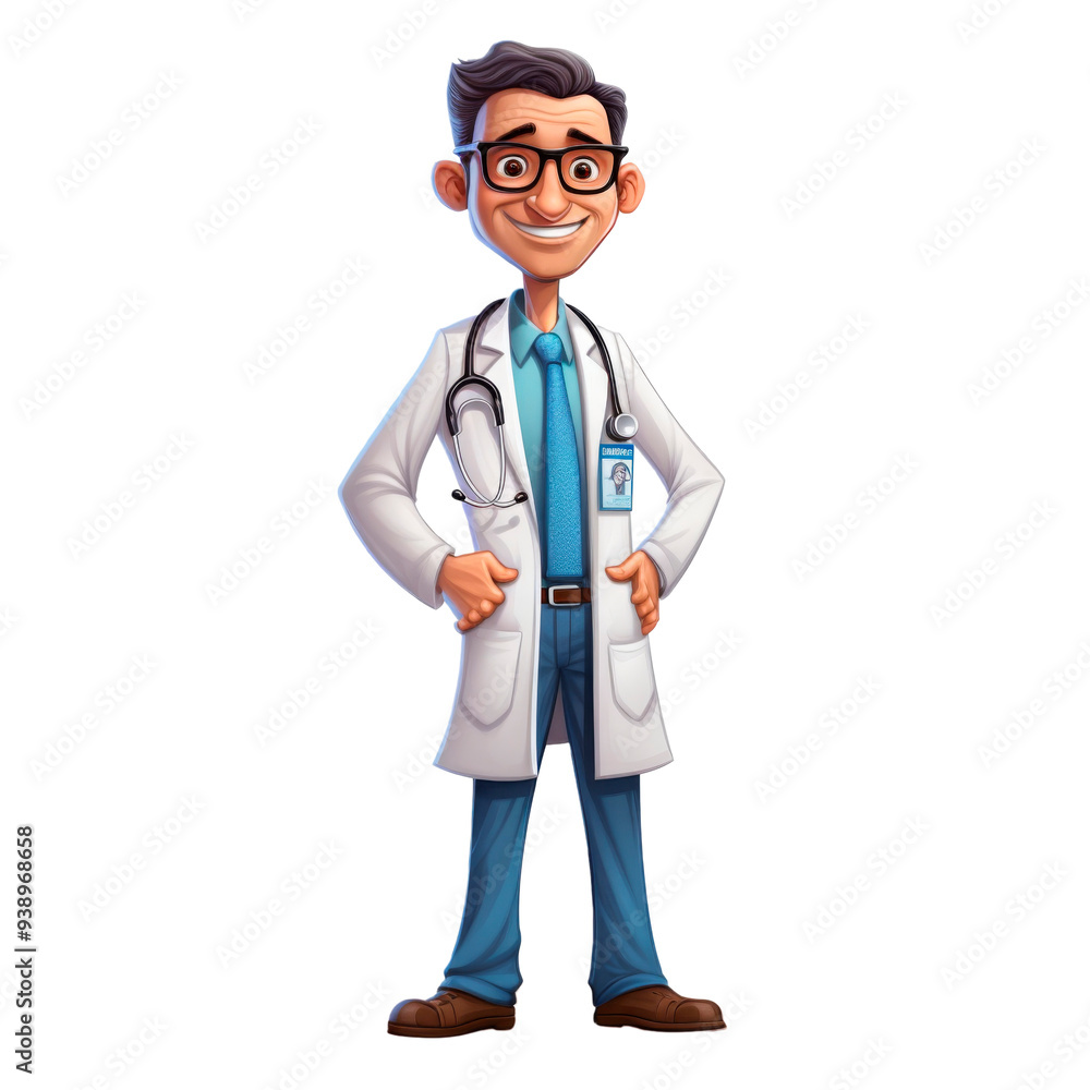 Cartoon-style illustration of a smiling male doctor standing confidently with a stethoscope around his neck. Ideal for medical content, healthcare promotions, or educational materials. Cartoon-style illustration of a smiling male doctor standing confidently with a stethoscope around his neck. Ideal for medical content, healthcare promotions, or educational materials.