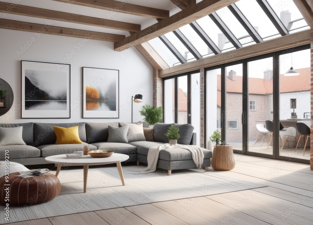 new modern scandinavian loft apartment. 3d rendering new modern scandinavian loft apartment. 3d rendering