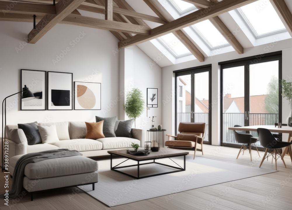 new modern scandinavian loft apartment. 3d rendering new modern scandinavian loft apartment. 3d rendering
