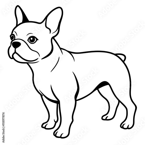 French bulldog line art vector illustration