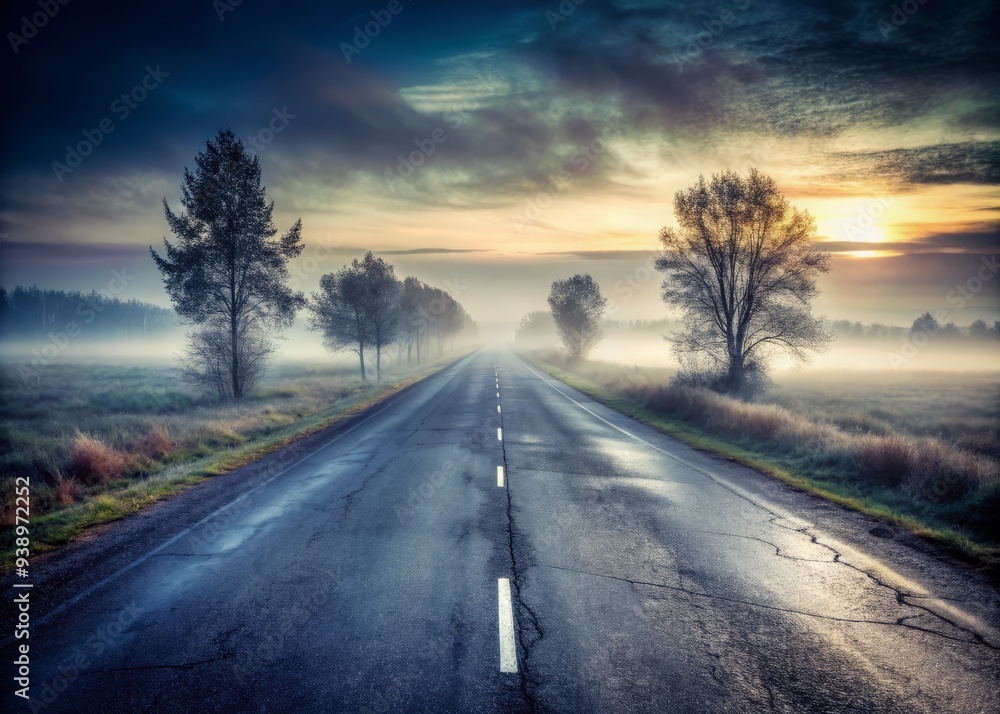 misty dawn moody atmospheric lonely deserted abandoned old cracked worn asphalt highway pavement landscape nature photography mist fog eerie serene calm monochromatic misty dawn moody atmospheric lonely deserted abandoned old cracked worn asphalt highway pavement landscape nature photography mist fog eerie serene calm monochromatic