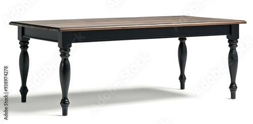 Black Wooden Dining Table with Turned Legs