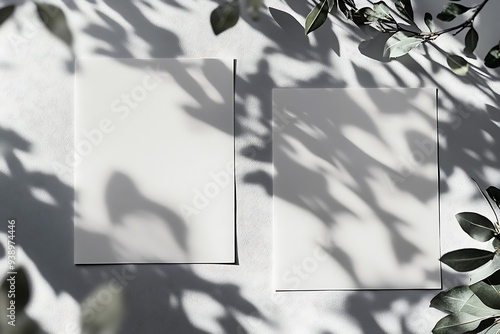 Blank Paper with Foliage Shadow Minimalist Aesthetic Design