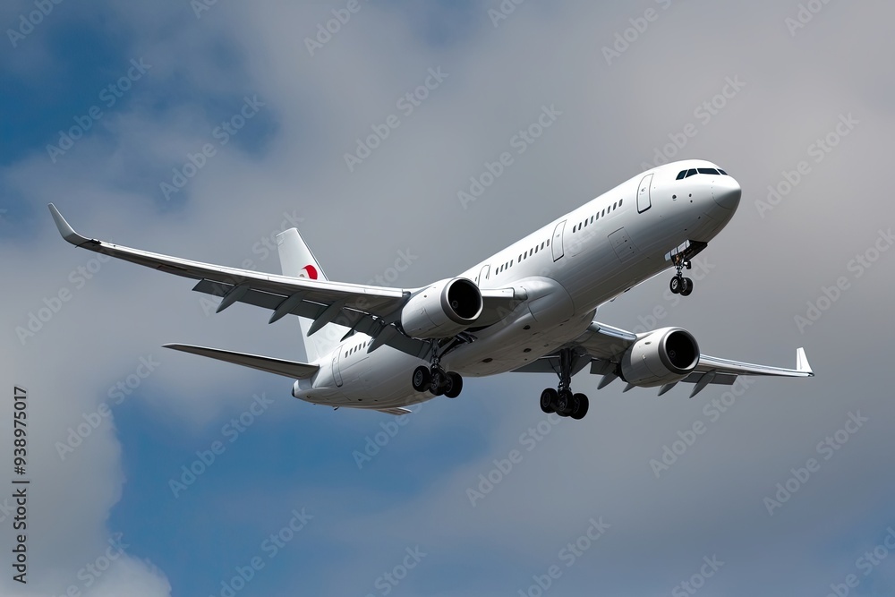 Elegant White Commercial Airplane Ascending in Isolated 3D Model Design Elegant White Commercial Airplane Ascending in Isolated 3D Model Design