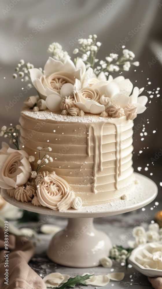A stunning white gender reveal cake A stunning white gender reveal cake
