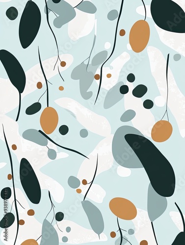 Abstract Pattern with Floral Elements and Soft Colors
