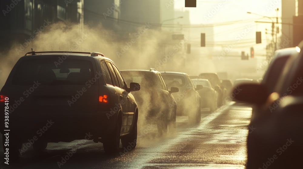 Traffic Pollution - Car Exhaust Emitting Smog and CO Emissions Traffic Pollution - Car Exhaust Emitting Smog and CO Emissions