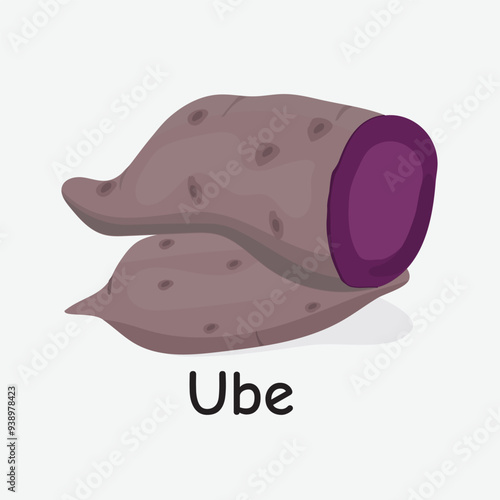 Ube Hand Drawn Illustration on White Background