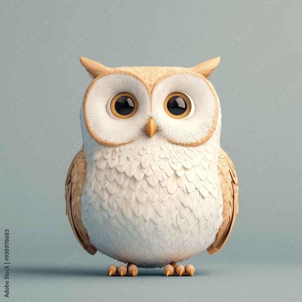 Adorable cartoon owl with large eyes and detailed feathers, set against a light blue background. Perfect for animal-themed designs. Adorable cartoon owl with large eyes and detailed feathers, set against a light blue background. Perfect for animal-themed designs.