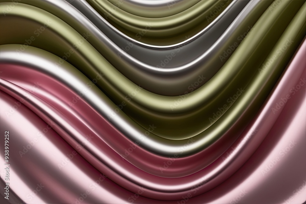 Fototapeta premium Vibrant Olive Pink Silver Fluid Gradient Background with Lively Wave Texture