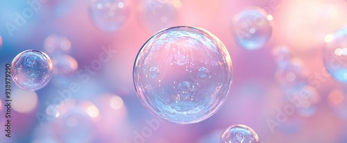 Dreamy Soap Bubbles on Pastel Background