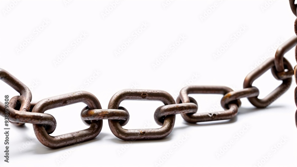 Close-up of a rusty chain links isolated on a white background. Close-up of a rusty chain links isolated on a white background.