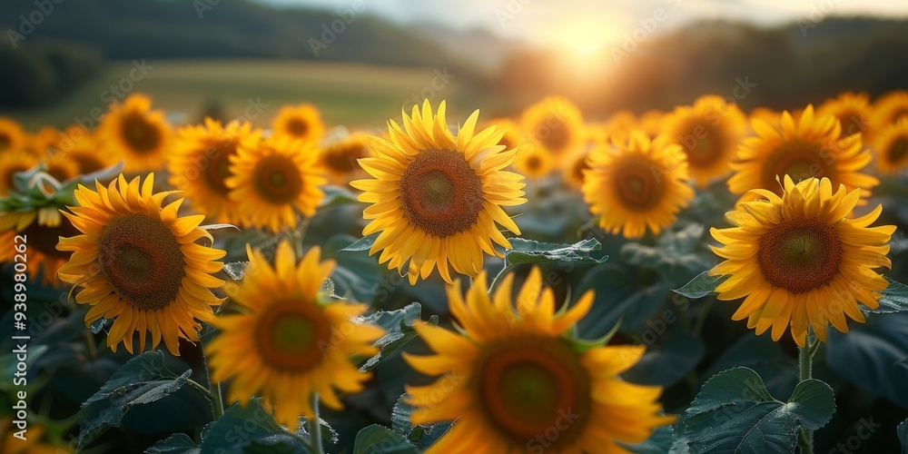 sunflower field in the morning sunflower field in the morning
