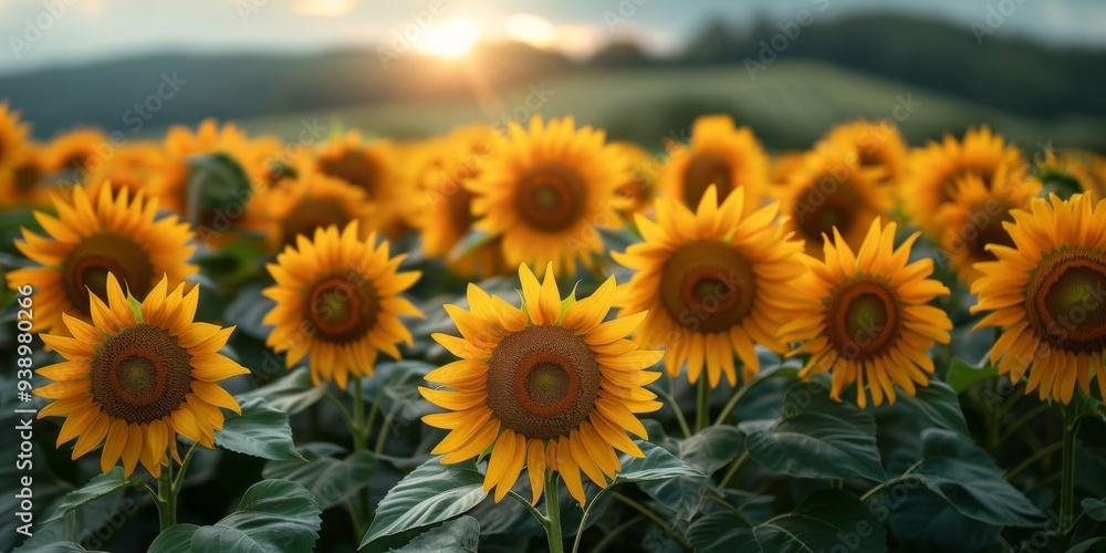 landscape photo of sunflowers landscape photo of sunflowers