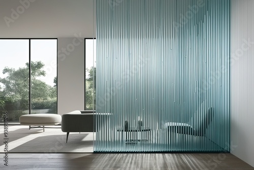 Modern Linear Glass Motif with Sleek 3D Design for Tranquil Aesthetic