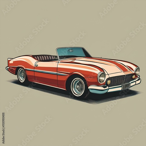 Old Vintage Car Illustration: Timeless Corvette Art