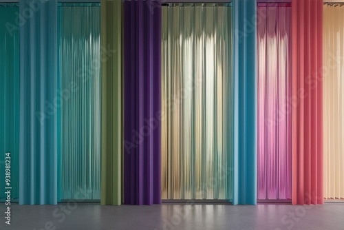 Vibrant 3D Renderings Featuring Pleated Glass and Dynamic Soothing Color Palettes