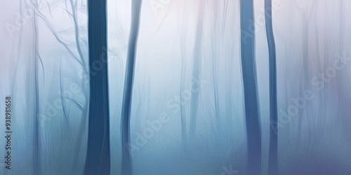 Foggy Forest with Tall Trees in Soft Focus