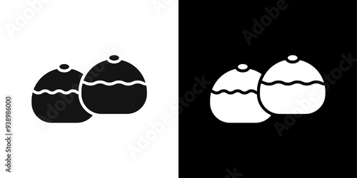 belgian buns icon Flat fill set collection