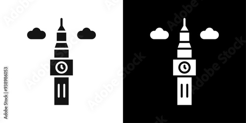 Big Ben icon Flat fill set collection