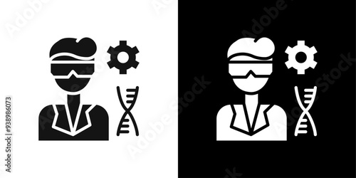 Biomedical engineer icon Flat fill set collection