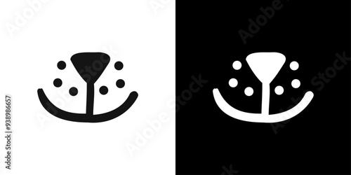 Cat cute face nose icon Flat fill set collection