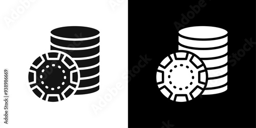 Casino chips icon Flat fill set collection