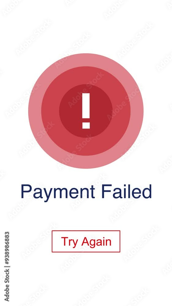 Red payment failed animated motion mobile user interface Red payment failed animated motion mobile user interface