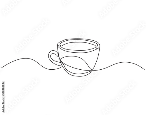 Coffee cup continuous one line drawing. Coffee cup line art illustration. International coffee day