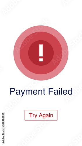 Red payment failed animated motion mobile user interface